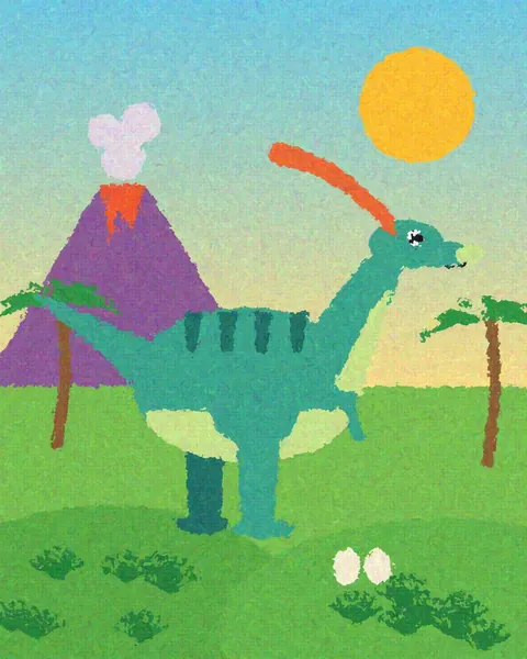 Parasaurolophus y el volcán