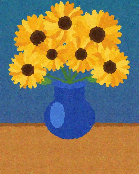 Girasoles en jarrón azul